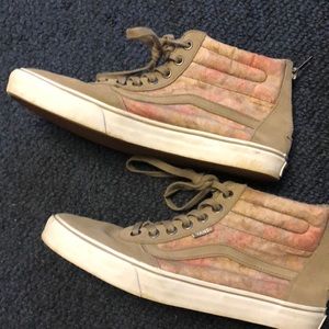 Vans brown/ rose print high tops!